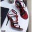 Saint Laurent Crystals Cassandra Sandals Patent Red with Monogram YSL Logo Heel 10.5cm