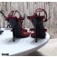 Saint Laurent Crystals Cassandra Sandals Patent Red with Monogram YSL Logo Heel 10.5cm