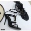 Saint Laurent Cassandra Sandals Black with Monogram YSL Logo Heel 10.5cm
