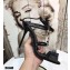 Saint Laurent Cassandra Sandals Black with Monogram YSL Logo Heel 10.5cm