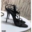 Saint Laurent Cassandra Sandals Black with Monogram YSL Logo Heel 10.5cm