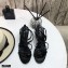 Saint Laurent Cassandra Sandals Patent Black with Monogram YSL Logo Heel 10.5cm