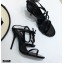 Saint Laurent Cassandra Sandals Patent Black with Monogram YSL Logo Heel 10.5cm
