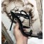 Saint Laurent Cassandra Sandals Patent Black with Monogram YSL Logo Heel 10.5cm