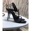 Saint Laurent Cassandra Sandals Patent Black with Monogram YSL Logo Heel 10.5cm