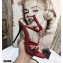 Saint Laurent Cassandra Sandals Patent Red with Monogram YSL Logo Heel 10.5cm