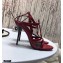Saint Laurent Cassandra Sandals Patent Red with Monogram YSL Logo Heel 10.5cm