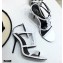 Saint Laurent Cassandra Sandals White with Monogram YSL Logo Heel 10.5cm