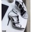 Saint Laurent Cassandra Sandals Silver with Monogram YSL Logo Heel 10.5cm