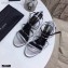 Saint Laurent Cassandra Sandals Silver with Monogram YSL Logo Heel 10.5cm