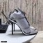 Saint Laurent Cassandra Sandals Silver with Monogram YSL Logo Heel 10.5cm