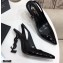 Saint Laurent Opyum Slingback Pumps Patent Black with Black Interlocking YSL Logo Heel 11cm