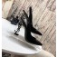 Saint Laurent Opyum Slingback Pumps Patent Black with Black Interlocking YSL Logo Heel 11cm
