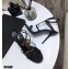 Saint Laurent Cassandra Sandals Black with Gold Palm Monogram YSL Logo Heel 10.5cm