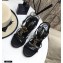 Saint Laurent Cassandra Wedge Espadrilles Black with Gold Palm Monogram YSL Logo Heel 10.5cm