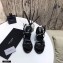 Saint Laurent Cassandra Wedge Espadrilles Patent Black with Monogram YSL Logo Heel 10.5cm