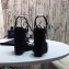 Saint Laurent Cassandra Wedge Espadrilles Patent Black with Monogram YSL Logo Heel 10.5cm