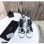 Saint Laurent Cassandra Wedge Espadrilles White with Monogram YSL Logo Heel 10.5cm