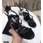 Saint Laurent Cassandra Wedge Espadrilles Black with Monogram YSL Logo Heel 10.5cm