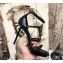 Saint Laurent Cassandra Platform Sandals Black with Black Monogram YSL Logo Heel 11cm
