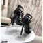 Saint Laurent Cassandra Platform Sandals Black with Black Monogram YSL Logo Heel 11cm