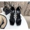 Saint Laurent Cassandra Platform Sandals Patent Black with Monogram YSL Logo Heel 11cm