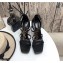 Saint Laurent Cassandra Platform Sandals Black with Gold Monogram YSL Logo Heel 11cm