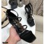 Saint Laurent Cassandra Platform Sandals Black with Gold Monogram YSL Logo Heel 11cm