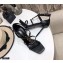 Saint Laurent Cassandra Platform Sandals Black with Gold Monogram YSL Logo Heel 11cm
