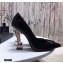 Saint Laurent Opyum Pumps Patent Black with Pink Gold Interlocking YSL Logo Heel 11cm