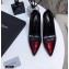Saint Laurent Opyum Pumps Patent Dark Red with Black Interlocking YSL Logo Heel 11cm