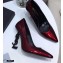 Saint Laurent Opyum Pumps Patent Dark Red with Black Interlocking YSL Logo Heel 11cm