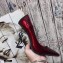 Saint Laurent Opyum Pumps Patent Dark Red with Black Interlocking YSL Logo Heel 11cm