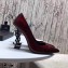 Saint Laurent Opyum Pumps Patent Dark Red with Black Interlocking YSL Logo Heel 11cm