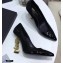 Saint Laurent Opyum Pumps Patent Black with Snake Gold Interlocking YSL Logo Heel 11cm