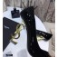 Saint Laurent Opyum Pumps Patent Black with Snake Gold Interlocking YSL Logo Heel 11cm