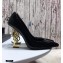Saint Laurent Opyum Pumps Patent Black with Snake Gold Interlocking YSL Logo Heel 11cm
