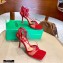 Bottega Veneta Heel 9cm Mesh Square Sole Ankle-strap Stretch Sandals Red 2021