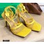 Bottega Veneta Heel 9cm Mesh Square Sole Ankle-strap Stretch Sandals Yellow 2021