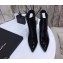 Saint Laurent Opyum Ankle Boots Patent Black with Red Interlocking YSL Logo Heel 11cm