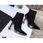 Saint Laurent Opyum Ankle Boots Patent Black with Red Interlocking YSL Logo Heel 11cm