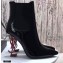 Saint Laurent Opyum Ankle Boots Patent Black with Red Interlocking YSL Logo Heel 11cm