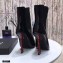 Saint Laurent Opyum Ankle Boots Patent Black with Red Interlocking YSL Logo Heel 11cm