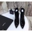 Saint Laurent Opyum Ankle Boots Patent Black with Silver Interlocking YSL Logo Heel 11cm