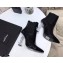 Saint Laurent Opyum Ankle Boots Patent Black with Silver Interlocking YSL Logo Heel 11cm
