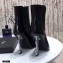Saint Laurent Opyum Ankle Boots Patent Black with Silver Interlocking YSL Logo Heel 11cm