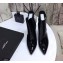 Saint Laurent Opyum Ankle Boots Patent Black with Blue Interlocking YSL Logo Heel 11cm