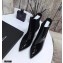 Saint Laurent Opyum Ankle Boots Patent Black with Blue Interlocking YSL Logo Heel 11cm