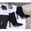 Saint Laurent Opyum Ankle Boots Patent Black with Blue Interlocking YSL Logo Heel 11cm