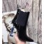 Saint Laurent Opyum Ankle Boots Patent Black with Blue Interlocking YSL Logo Heel 11cm